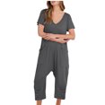 thumbnail image 1 of Birdeem Combinaisons pour Femmes Mode Femmes Combinaison Décontractée à Manches Courtes Combinaison Unie Combinaisons Pantalon à Jambe Grand avec Poche, 1 of 12