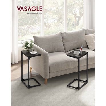 VASAGLE C-Shaped End Table, Set of 2, Side Table for Sofa, Couch Table with Metal Frame, Small TV Tray Table for Living Room, Bedroom, Ebonized Oak Finish and Black