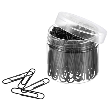 Unique Bargains Paper Clips 2 Inch Vinyl Coated with Box for Office Home Black Count 100
