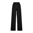 thumbnail image 5 of Pisexur Womens Sweatpants 2024 Ribbed Workout Jogging Pants Casual Baggy Elastic Waist Sweatpants Casual Baggy Drawstring Wide Leg Pants Solid Color Straight Leg Sweatpants with Pockets, 5 of 5