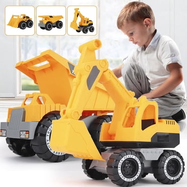 AMERTEER Truck Toys Dump Truck Toys Construction Service Vehicles Simulation Inertial Engineering Vehicle Truck Excavator Digger Vehicle Toy Bulldozer Excavator Kid Learning Building for