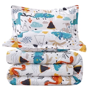 JSD Dinosaur Kids Comforter Set Twin Size, 2 Pieces Soft Lightweight Boys Girls Comforter with Pillow Sham Machine Washable
