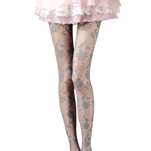 Aocisk Womens Rose Hose Panty Stockings for Lingerie and Hosiery for Women Tights Elegant Design Grey One Size