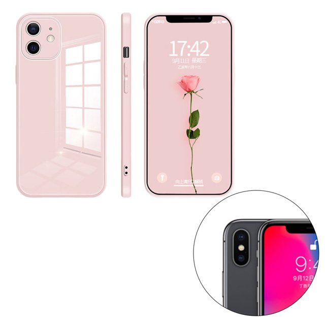 ziyahi Glass Back Phone Covers with Solid Color Full Rugged Bumper Anti-Slip Design for Iphone 7P/8P/7/8/XS Max/XR/X/XS