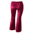 thumbnail image 3 of Women Velvet Flared Trousers  Solid Color High Waist Wide Leg Long Pants, 3 of 6