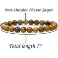 thumbnail image 2 of Bracelet Extensible Unisexe en Perles Rondes 8 mm avec Pierre Précieuse Jaspe Photo Oowyhee Naturelle 7 Pouces, 2 of 5