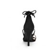 thumbnail image 3 of BLISSFUL STEP Chaussures pour Femmes Sandales à Talon Aiguille Haut à Bride Cheville à Nouer Bout Ouvert en Faux Suède Noir 8, 3 of 7