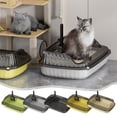 thumbnail image 1 of Cat Litter Box, Small Cat Litter Box, Cat Litter Pan, Plastic Litter Box, Cat Toilet, Semi Enclosed Cat Litter Box, Splashs Proof High Bar Cats Litter Box and Shovel Provides Ample Space for Cats, 1 of 7