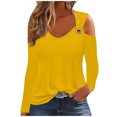 thumbnail image 1 of Yuyuzo Womens Tunic Tops Cold Shoulder Long Sleeve Shirts Loose Solid Color Lightweight Tee Tops, 1 of 5