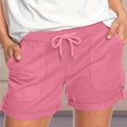 thumbnail image 1 of LVHAOGJOB Womens Shorts Elastic Wasit Pants with Pockets Solid Color Athletic Comfy Workout Shorts for Ladies, 1 of 8