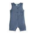 thumbnail image 2 of SUNSIOM Baby Summer Romper, Solid Sleeveless Button Closure Ribbed Jumpsuit, 2 of 10