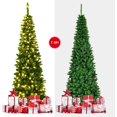 thumbnail image 3 of DORTALA 7.5ft Pre-Lit Pencil Christmas Tree Traditional Indoor Decoration, 3 of 7