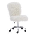 thumbnail image 1 of Linon Cami Faux Fur Upholstered Armless Office Task Chair in White, 1 of 15
