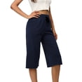 thumbnail image 2 of Capris Grande Taille pour Femmes Taille Haute à Cordon Coupe Décontractée Pantalons Capri de Détente Pantalons de Survêtement Raccourcis, 2 of 6