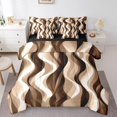 thumbnail image 1 of Erosebridal Brown Geometry Bedding Sets Queen Size, Abstract Ombre Comforter Sets with Sheets, Stripes Artwork Reversible Bed Sheets Set, Ultra Soft Room Decor, 7-Piece, 1 of 6