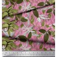 thumbnail image 3 of Soimoi Pink Cotton Voile Fabric Artistic Leaves Print Fabric by the Yard 56 Inch Wide, 3 of 5