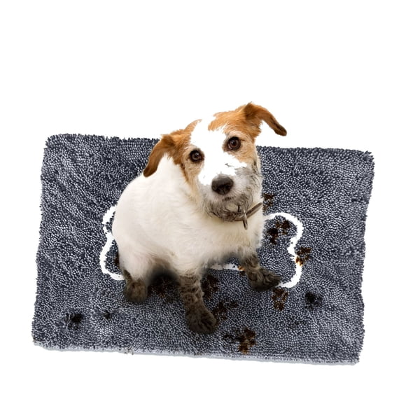 Soggy Doggy Doormat with Bone Design Microfiber Chenille Indoor Wet Dog Mat for Muddy Paws and Drying Ultra-Absorbent Dog Mats for Sleeping and Lounging Gray/Light Gray