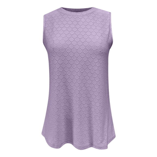 Timegard Camisole pour Femmes Col Rond Oeillets Sans Manches Confortable Fluide Plage Vacances Décontractée Ample Hauts