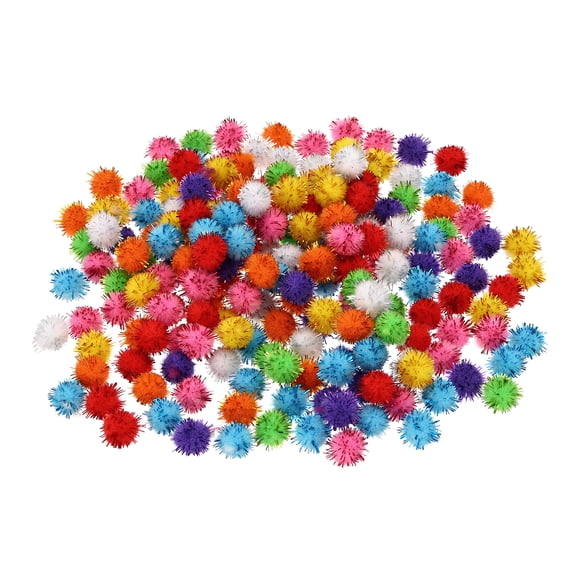 Uxcell 0.4inch Pom Poms for Crafts, 400Pcs Glitters Pom Pom Balls, Multicolored