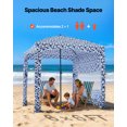 thumbnail image 2 of VEVOR Beach Cabana, 6 x 6 ft Beach Canopy with Side Wall, UPF 50+ Protection Easy Setup Cabana Tent with Sand Pockets, Large Outdoor Portable Shade, Sun Shelter Umbrella for Whole Family & Friends, 2 of 9