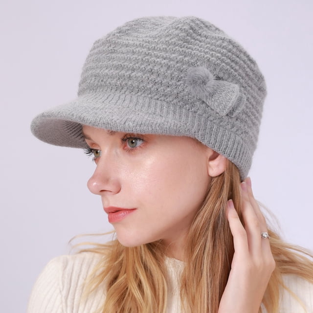 Tuque Chaude d'Hiver Tricotée Unie Teinte Colorée Charme Lettre Tuque Tricotée Personnalisée pour Femmes Bérets Tuque pour Femmes Gris