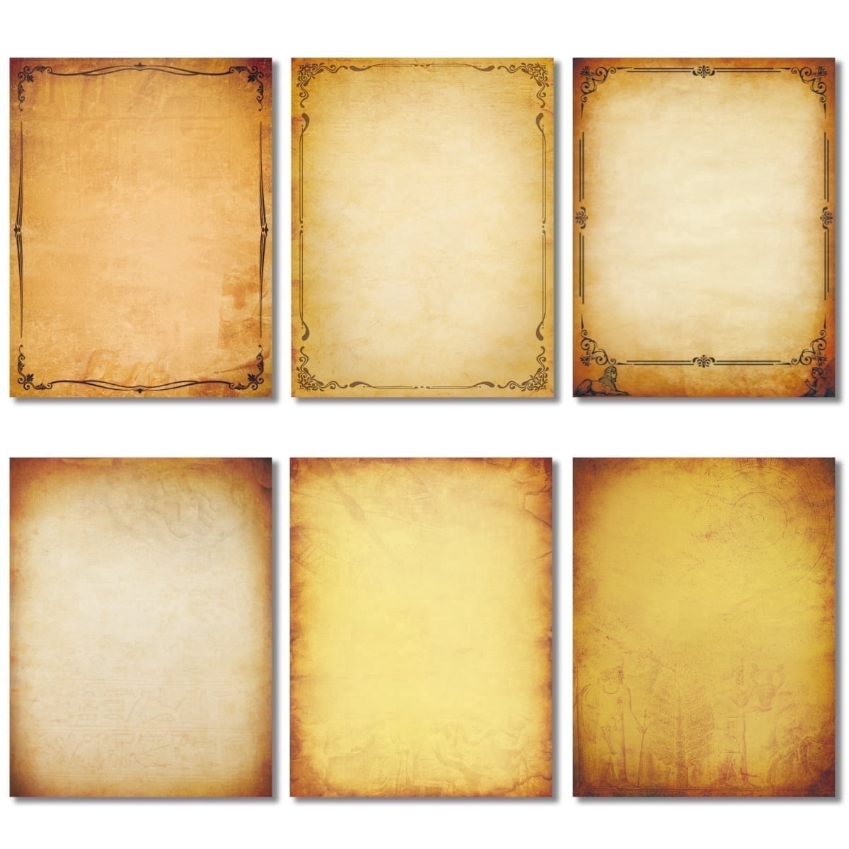 102 Pcs Vintage Stationery 8.5 x 11 in, 2 Sides Ulined Old Looking Antique Printer Paper, 6 Colors Parchment Writing Stationary