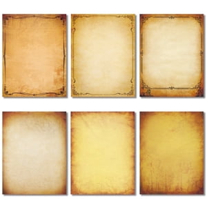 102 Pcs Vintage Papeterie 8.5 x 11 dans, 2 Sides Ulined vieux look antique papier d'impression, 6 Couleurs Parchemin écriture stationnaire