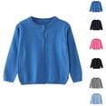 thumbnail image 4 of aohooy Girls Long Sleeve Cardigan Sweater Todder Infant Open Front Button Closure Knitted Cable Cardigans Tops 6M-5Y Navy,90, 4 of 4