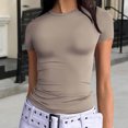thumbnail image 2 of Timegard Womens Tops Crewneck Slim Fitting Comfy Solid Color Basic Tee Summer Casual Going out Top, 2 of 7