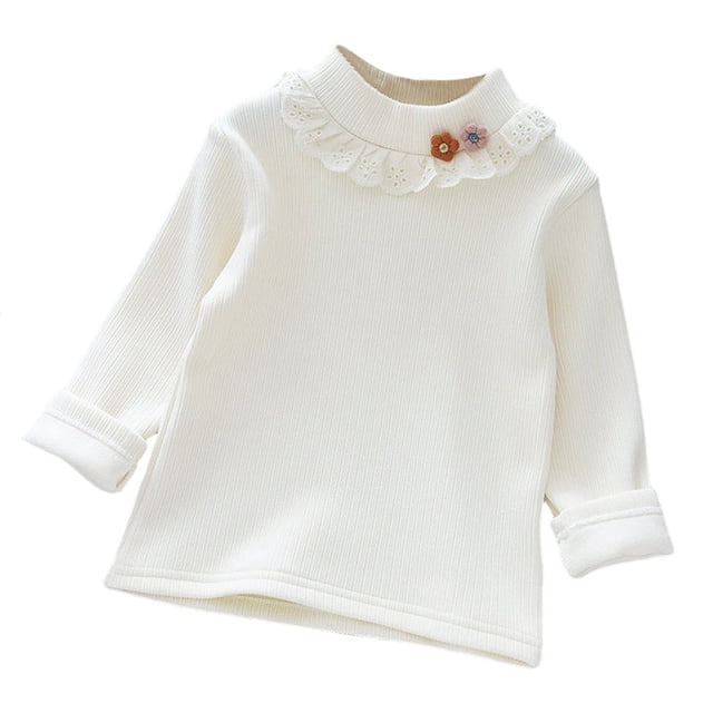 AWZXDE Girls Long Sleeve Shirts Solid Color Slim Fit Base Layer With Tie Casual Cardigan Style Top For Autumn