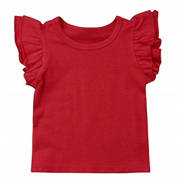 EYIIYE Baby Girl Ruffle Sleeve T-Shirt Top Basic Tee Summer Outfit