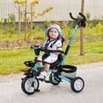 thumbnail image 2 of Costway 6-In-1 Kids Baby Stroller Tricycle Detachable Learning Toy Bike w/ Canopy Blue, 2 of 8