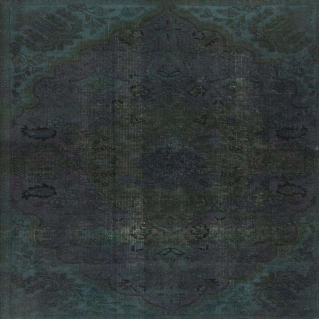 Ahgly Company Tapis d'Intérieur Carrés Abstraits Vert Canon Persans, 5 Pieds Carré