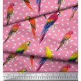 thumbnail image 1 of Soimoi Pink Poly Georgette Fabric Macaw Parrot Bird Print Fabric by the Yard 42 Inch Wide, 1 of 3
