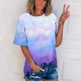 thumbnail image 2 of Pompotops T-shirt Imprimé pour Femme, Manches Courtes, Blouse à Col Rond, Hauts Décontractés, Liquidation, 2 of 5