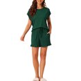 thumbnail image 2 of INSPIRE CHIC Women's Pajama Sets Short Sleeves Tops with Shorts Pockets Soft Ruffle Lounge Outfits Sets M Green, 2 of 6