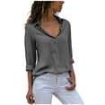 thumbnail image 1 of Timegard Button down Shirts for Women Plus Size Chiffon Lapel Neck Long Sleeve Tops Work Office Blouse, 1 of 6