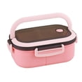thumbnail image 2 of Boîte à Lunch Compartimentée à Double Couche - Boîte Bento Compatible Micro-Ondes, Récipient Repas Étanche, Plastique et Silicone, Pour, Rose, JKODE, 2 of 9