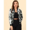 thumbnail image 2 of INSPIRE CHIC Blouson Bomber Court à Imprimés Floraux pour Femme à Col Montant à Fermeture à Glissière, 2 of 4