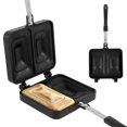 thumbnail image 1 of Press Sandwich Maker Double Sided Sandwich Grill Pan 2 Compartment Sandwich Pan Non-Stick Sandwich Toaster 12.6×5.5 inches, 1 of 8