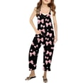 thumbnail image 1 of Girls Overall Bow Print Summer Rompers for Girls Spaghetti Strap Rompers with Pockets Girls Outfit 8-10 Y, 1 of 5