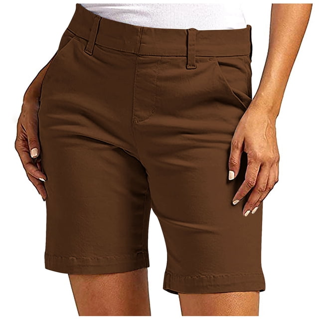 Shorts pour Femmes Liquidation Grande Taille Shorts en Sergé Extensible pour Femmes Taille Fine à Enfiler Coupe Régulière Shorts de Randonnée Été Décontractés avec Poches en Liquidation