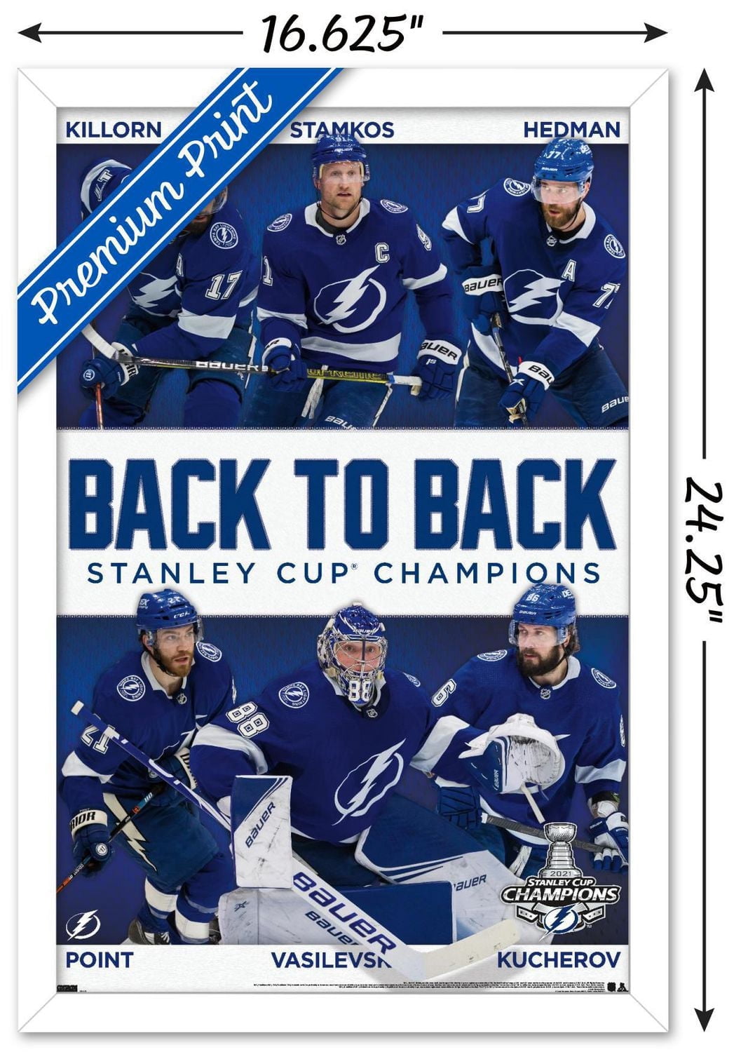 NHL Tampa Bay Lightning - 2021 NHL Stanley Cup Champions Wall Poster, 22.375" x 34" Framed