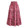 thumbnail image 1 of Bocqde Women's Boho Maxi Skirts Summer Fashion Casual Drawstring Elastic High Waist Long Skirt Solid Color Flowy A Line Ruffle Swing Skirt, 1 of 3