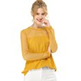 thumbnail image 1 of INSPIRE CHIC Blouses Décontractées pour Femmes à Col Rond en Dentelle Florale à Manches Longues en Chiffon Hauts L Jaune, 1 of 8