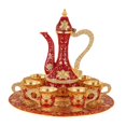 thumbnail image 3 of Ensemble Européen Pichet en Verre Métal Ensemble Vaisselle Antique Turc Ensemble Vintage Doré Rouge, 3 of 9