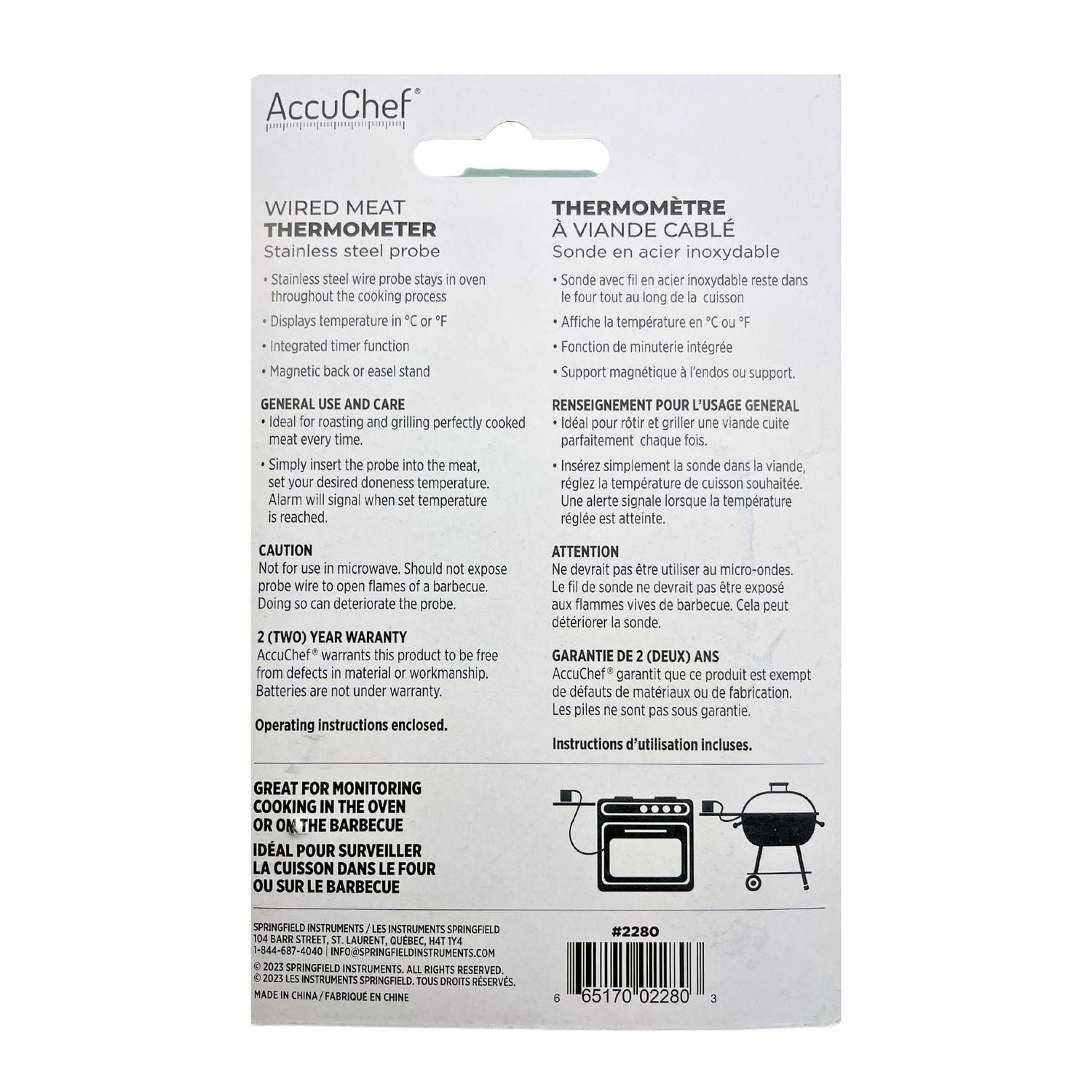 AccuChef Wired Thermometer with Stainless Steel Probe, Model 2280