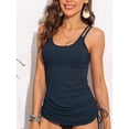 thumbnail image 3 of Charmo Side Drawstring Swim Tops for Womens Ribbed Tankini Tops Padded Bikini Tops(No Bottoms), 3 of 5