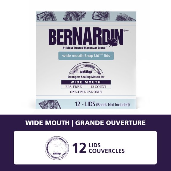 Bernardin Mason Jar Lids, Wide Mouth, 12 Count