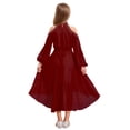 thumbnail image 2 of Oyolan Kids Girls Solid Color Halter Off-shoulder Long Sleeve Party Dress with Ruffled Hem Flower Girls Gown Burgundy 4, 2 of 7